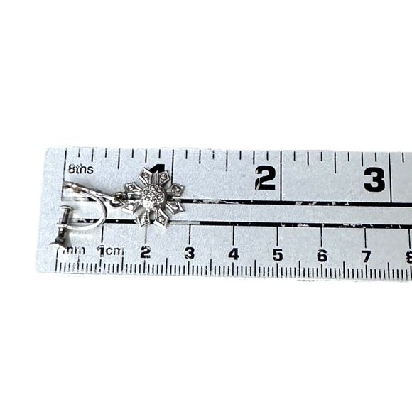 Vintage Sterling Silver Sunburst Drop Dangle Earrings Screw Back for Non-Pierced - Picture 6 of 6